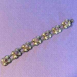 Vintage Mexican Silver Bracelet with Amethyst colored cabochons
